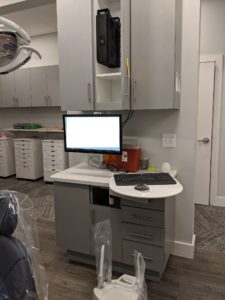 A dental office computer desk