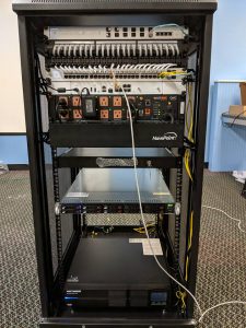 A backside view of a recently installed rack
