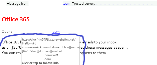 O365 Scam Email