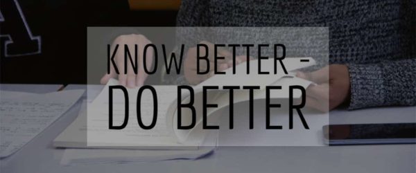 Know Better – Do Better Banner - Featuring 2 people looking at a book
