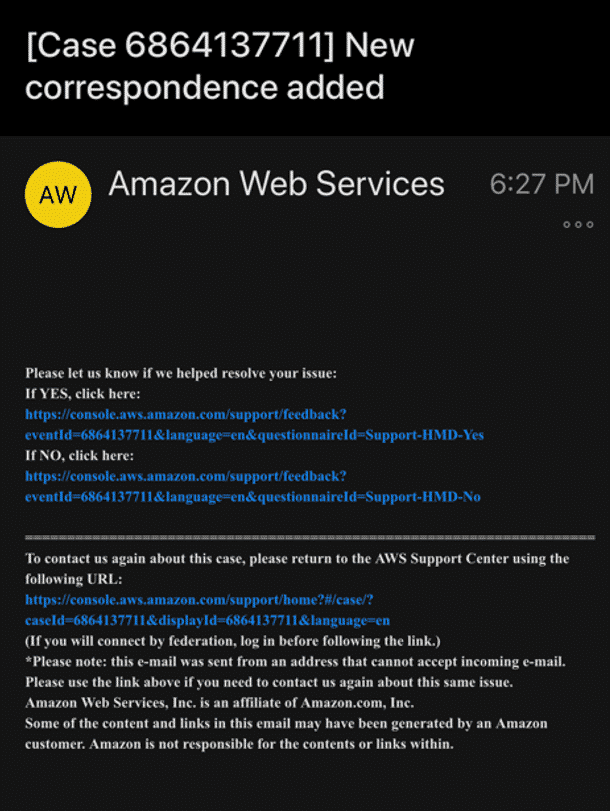 A screenshot of more details in the Amazon phishing scam email