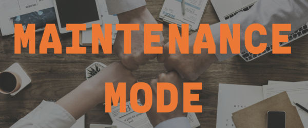 Maintenance Mode Banner - Featuring 4 hands all touching knuckles