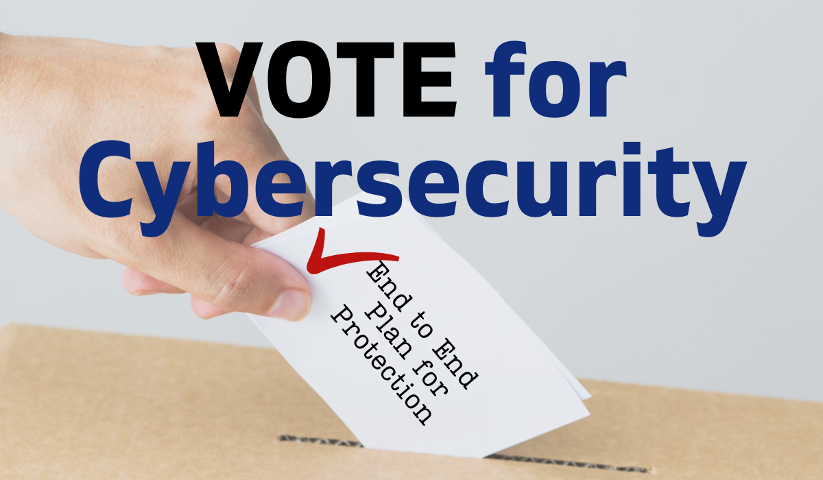 Vote for Cybersecurity Banner - Featuring a hand submitting a ballot