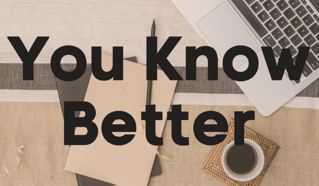 You Know Better Banner - Featuring a laptop, notebooks, and a coffee mug