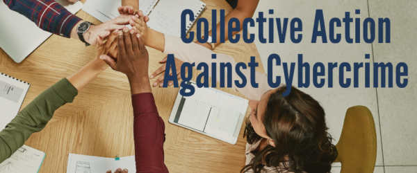 Collective Action Against Cybercrime Banner - Featuring hands high fiving over a table