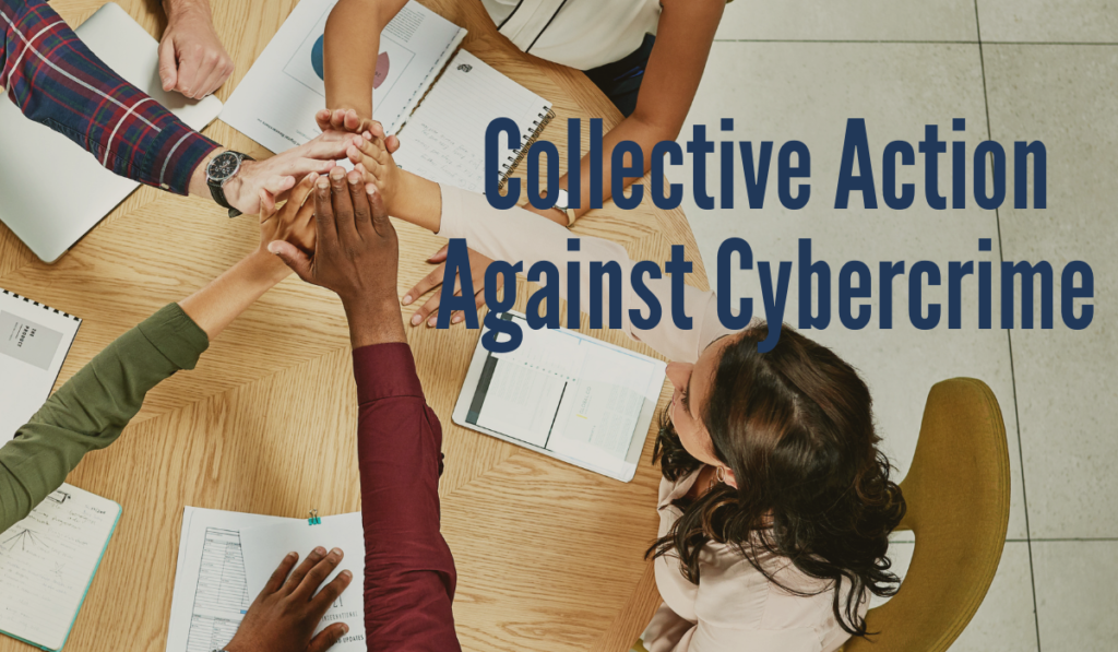 Collective Action Against Cybercrime Banner - Featuring hands high fiving over a table