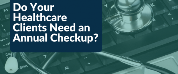 Do Your Healthcare Clients Need an Annual Checkup Banner - Featuring a stethoscope on a keyboard
