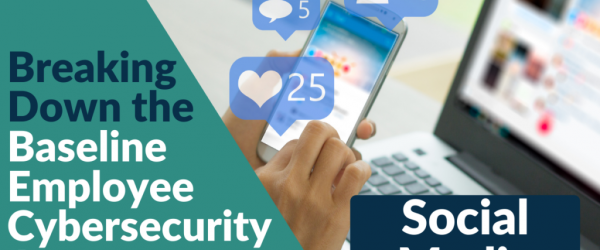 Employee Cybersecurity Assessment: Social Media Banner featuring a smartphone with social icons.