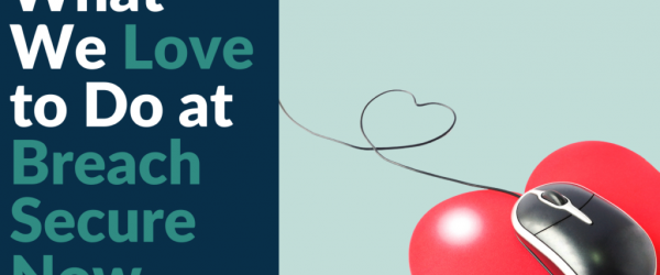 What We Love to Do at Breach Secure Now Banner - Featuring a mouse on a heart-shaped mousepad