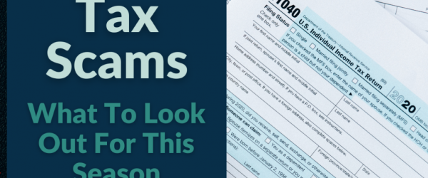 Tax Scams Banner - Featuring a 1040 tax form