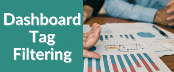 Dashboard Tag Filtering Banner - Featuring a hand pointing at a chart
