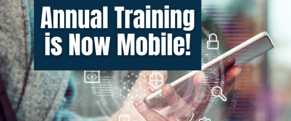 Annual Training Now on Mobile Devices Banner - Featuring a hand holding a smartphone