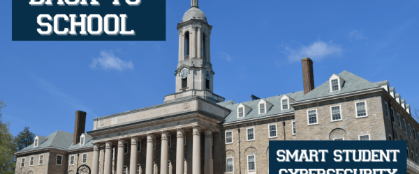 Back to School: Student Cybersecurity Tips Banner - Featuring a school building