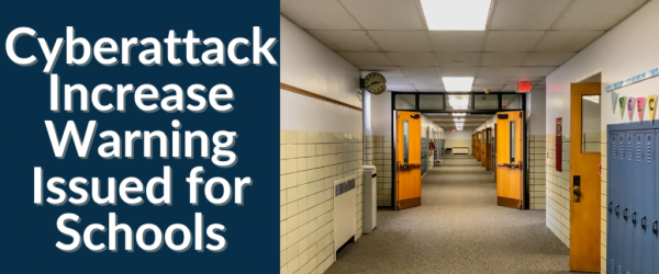 Cyberattack Increase Warning Issued for Schools Banner - Featuring an empty school hallway