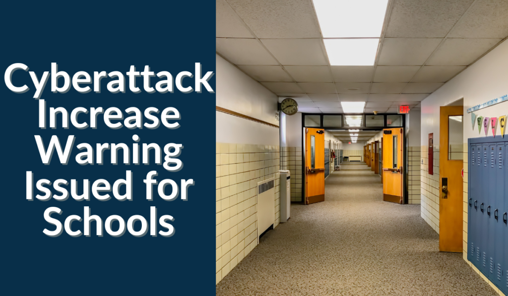 Cyberattack Increase Warning Issued for Schools Banner - Featuring an empty school hallway