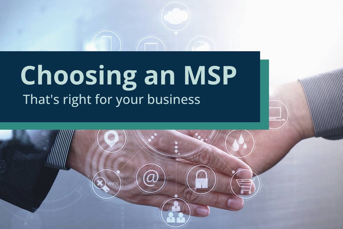 Text Choosing an MSP That's right for your business with a handshake from a Carolina Beach MSP