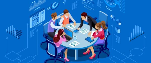 illustration of group of people discussing outsourced IT support in Myrtle Beach