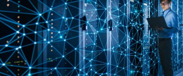 A person working in server room, symbolizing Leland managed IT services.