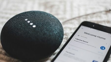 Smart phone linking to an Amazon Alexa Dot.