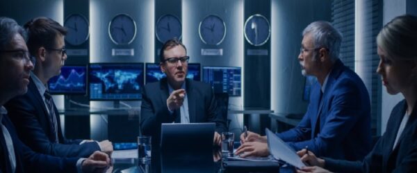 Professionals providing Wilmington managed IT services in a high-tech room.